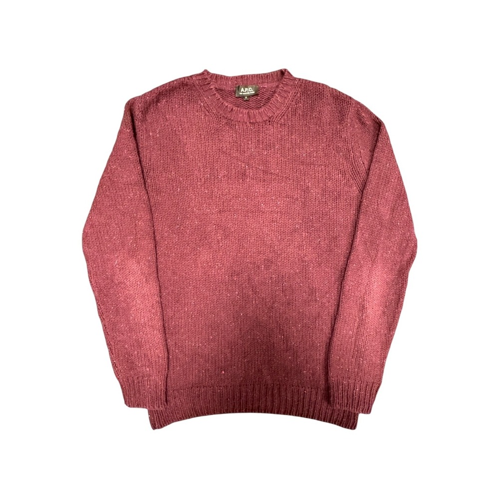 A.P.C. Knit Wool Sweater Mens S Burgundy Red Excellent Rue Madame Paris Pullover